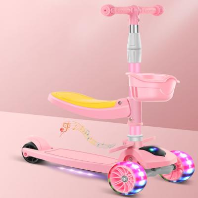 China Handlebar Height Adjustable Durable Comes In Use With Lights And Music Folding Scooter For Kids Children Scooter Big Wheel Kid Scooter for sale