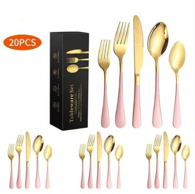 China Stainless Steel Tableware Set Portuguese Style Restaurant Steak Knife Fork Stocked Nordic Spoon for sale