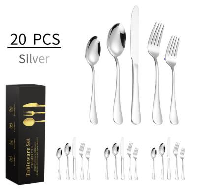 China Stainless Steel Tableware Set Western Size Steak Knife Fork Spoon Stocked Dessert Spoon Small for sale