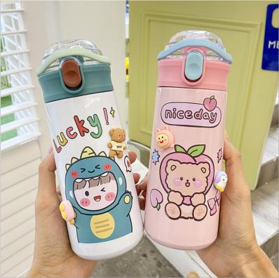 China WITH LID celebrity boy and girl ins pop lid water cup simple net cute fashion vacuum trend small flask cartoon style portable for sale