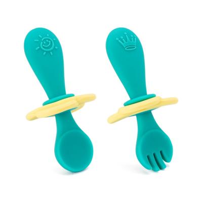 China Latex Kids Silicone Spork Free Infants and Toddlers Long Handle Silicone Spoon Baby See Spork Tableware Training for sale