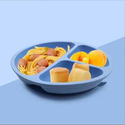 China Free Bowl Built-in Food Compartmented Children's New Car Silicone BPA Suction Cup Dinner Plate Suction Cup Dinner Plate for sale