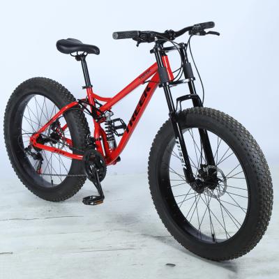 China fat bike 26/fat bicycle full steel carbon steel suspension/fat tire mountain bike for sale for sale