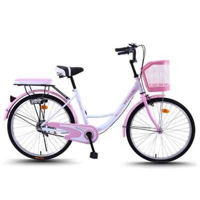 China Steel in stock factory direct hot sale cheap sepeda city bike 24 inch women city bicycles en venta