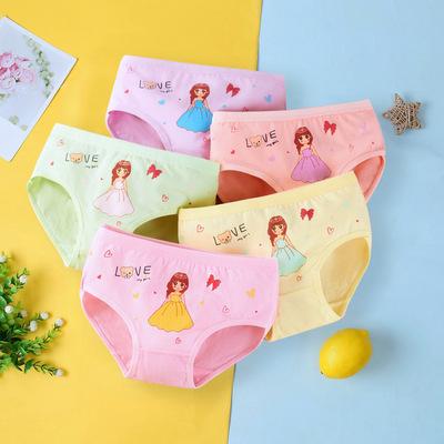 China Wholesale 2~12Y Cotton Cartoon Young Girls Soft Underwear Lovely Breathable Babies Factory Underwear for sale