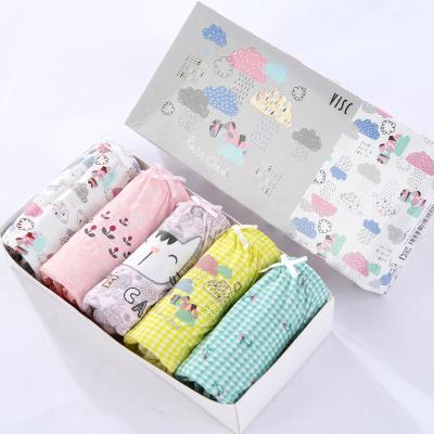 China Cute Comfortable Cotton Girls Antibacterial Print Cartoon Style Breathable Seamless Briefs for sale