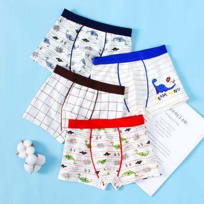 China Factory Sale High Quality Thermal M~4XL Children's Boxer Briefs Cotton Cartoon Dinosaur Boys Teen Underwear for sale