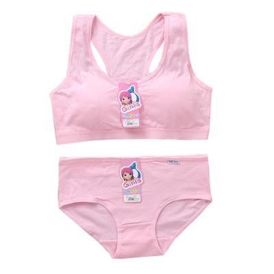 China New Design Breathable College Student Kids Girls Underwear Adjustable Bra Vest Children Cotton Bra Set For Girls for sale