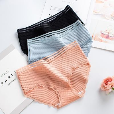 China Amazon Supply Antibacterial Female Shorts Panties With Lace Trim Women Cotton Breathable Panties Hollow Out Female Seamless Underwear In Stock for sale