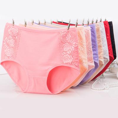 China New Style Antibacterial Lace Up Ladies Floral Plus Size Briefs For Plus Size 60-80Kg Fat Woman Underwear Seamless Underpants Cotton Women for sale