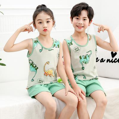 China New Arrival Casual Children's Sleepwear Baby Boy Pajamas Set Green Cartoon Dinosaur Boys Girls Pajamas Set for sale