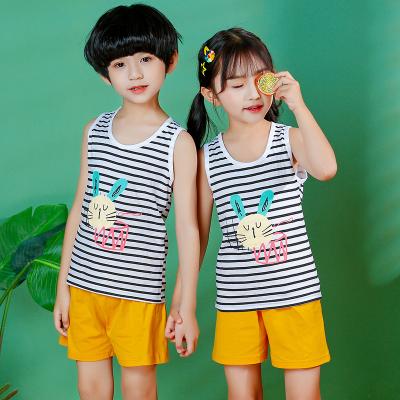 China Top Selection Casual Kids Sleepwear Vest Shorts 90~140CM Set Cotton Cartoon Toddler Summer Pajamas For Kids for sale