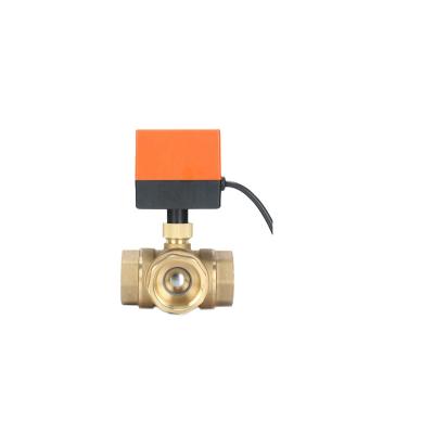 China DN40 220V 12V 24V General Three Way Motorized Brass Electric Ball Valve 2 Point 3 Wire 2 Point Control Ball Valve for sale