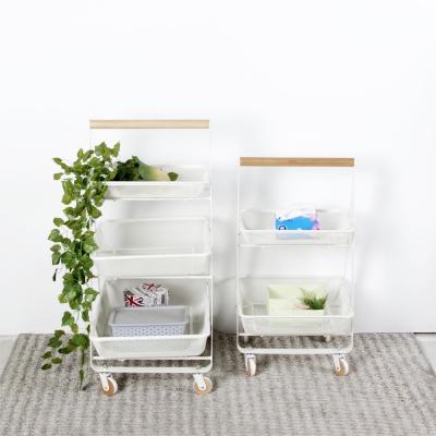 China Nordic Shelf Storage Trolley 3 Stufen Küchenwagen für Platzersparnis zu verkaufen