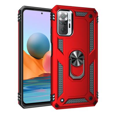 China Shockproof PC Hybrid Metal TPU Ring Kickstand Mobile Back Cover For Redmi Note 10 Pro Case for sale