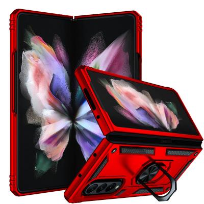 China Shockproof 2 in 1 Rotating Magnetic Ring Car Anti-drop Cell Phone Case for Samsung galaxy z fold 3 case for sale