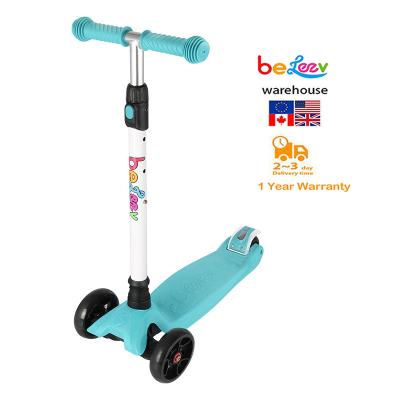 China Youth Three Wheel Kids Scooter 4 Adjustable Height , PU LED Extra Height Wheels For Teenagers for sale