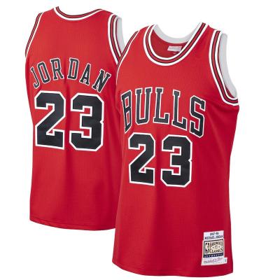 China Vintage Basketball Jordan Jersey Red Stitched Adult Bulls 23 Jordan Jersey Antibacterial T-Shirt for sale