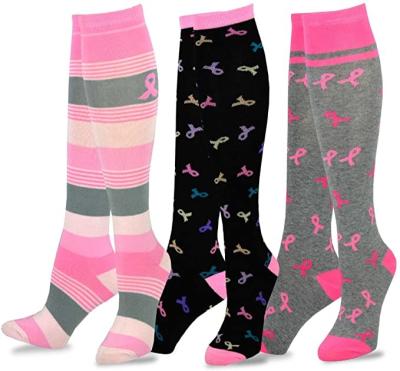 China QUICK DRY Vacation Seasonal Women's Cotton Knee High Socks Breast Cancer Socks for sale