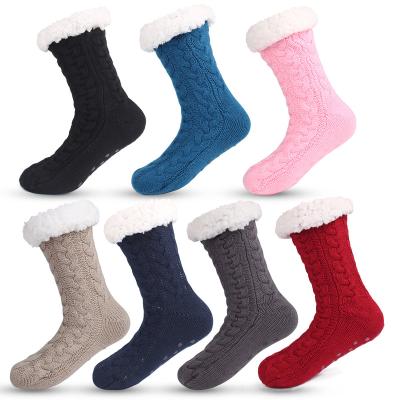 China Christmas Breathable Winter Warm Thick Cozy Socks Non Slip Knee High Cotton Knocks Out Mens Fleece Slipper Socks for sale