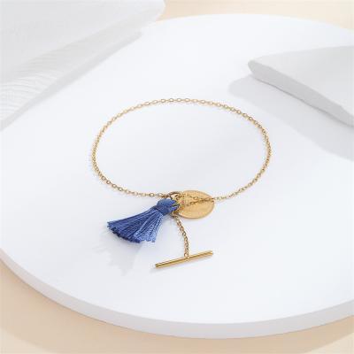 China Vintage Bohemian Tassels Stainless Blue Girl Picture Skirt Children Bracelets Woman for sale