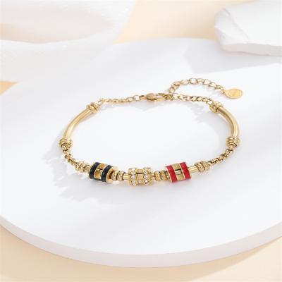 China Vintage Brand Letter H Bracelet Colored Zircon Inlaid Designer Charms Bangle Bracelet for sale