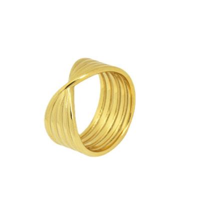 China CLASSIC Fashion Jewelry 316L Stainless Steel PVD Gold Plated Minimalist Twist Arc Ring for sale