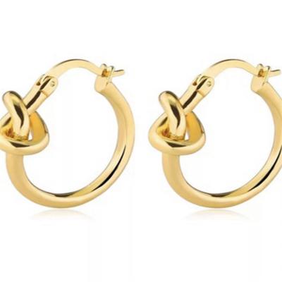 China HOT TREND HOT Trend Simple 14K Gold Hoop Earrings Jewelry Stainless Steel Knot Circle Stud Earrings For Women for sale