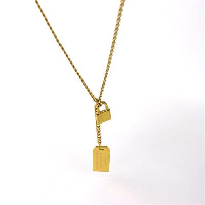 China European and American Square Main Gold Long Letters Pendant Necklace CLASSIC Retro Necklace for sale