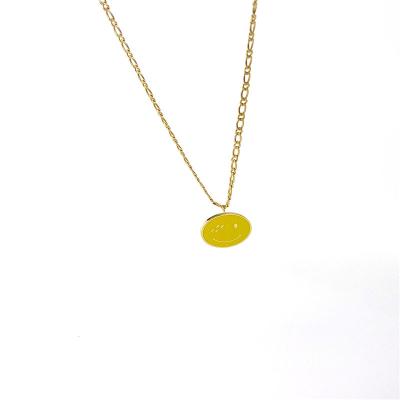 China CLASSIC Brand Round Necklace Stainless Steel Smile Face Necklace Long Jewelry Golden for sale