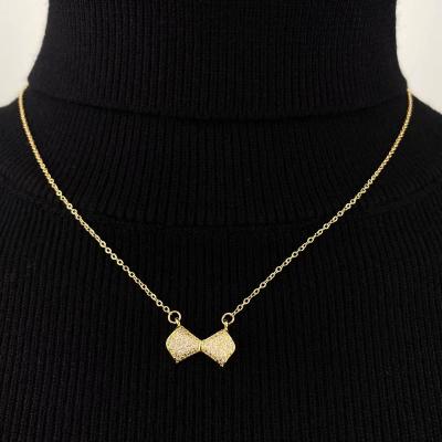 China Gold CLASSIC Necklace For Women Bowknot Zircon Intinal Jewelry Pendant Necklace for sale