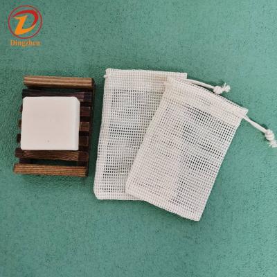 China Household Natural Cotton Soap Mesh Bag Drawstring Soap Saver Pouch Holder Net Bag Recycle Cotton Mesh Drawstring Bag Custom Private Label for sale