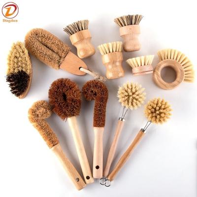 China Sustainable Wooden Coconut Sisal Cleaning Dish Sweep Bottle Natural Eco-Friendly Bamboo Pot Sweep Wooden Handle Cleaning Brush for sale