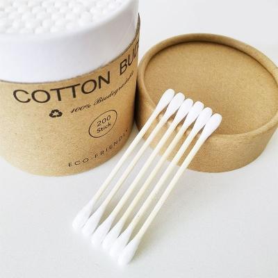 China 200pcs 100% Natural Biodegradable Swab Eco-Friendly Bamboo Cotton And Recyclable Cotton Buds For Ears Wooden Cotton Swabs Double Slanted for sale