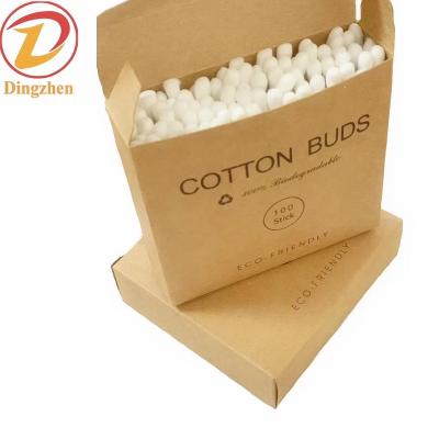 China Eco-friendly 100pcs Cotton Makeup Cleansing Buds Zero Ear Swabss Bamboo Cotton Waste Biodegradable Wooden Cleansing Buds For Ear Cleaning for sale