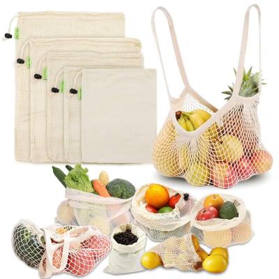 China 100% Cotton Mummy Shopping Fruit Eco-Friendly Reusable Mesh Bags For Market Shopping for sale