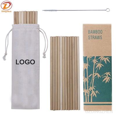 China Zero Viable Waste Natural Bamboo Drinking Straws Sets Biodegradable Reusable Straws With Travel Pouch for sale