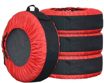 China 4Pcs Sports Spare Tire Cover Case Polyester Winter And Summer Car Tire Storage Bags Auto Tire Accessories Vehicle Wheel Protector New for sale