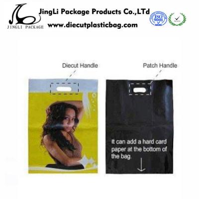 China Flat Small Biodegradable Plastic Bags Die Cut Handle bag Carving plate printing for sale