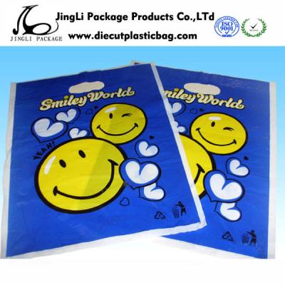 China Blue Punch garment Die Cut Handle Bags LDPE polybag environment for T Shirt for sale