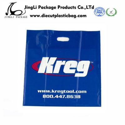 China Blue Die-cut Patch Handle Bags HDPE LDPE Plastic Retail Bags Degradable for sale