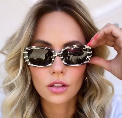 China 2021 Hot Brand Fashion Brand Rectangle Frame Zebra Patternwomen Sunglasses Retro Fashion PANO Sunglasses Small for sale