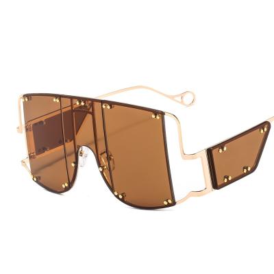 China 2021 newest punk fashion oversized vintage punk sunglasses big frame square one piece sunglasses for sale