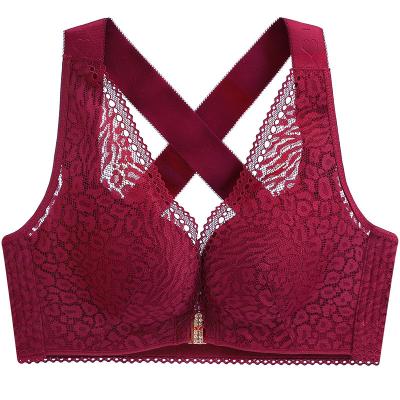 China Pump Top Selling Plus Size Women Bra Front Closure Cross Back Underwear Sexy Bra for sale