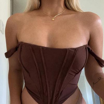 China Breathable Stylish Corset Comfy Spaghetti Straps Double Layer Spandex Tank Top Sexy Elastic Boned Women With Zipper for sale