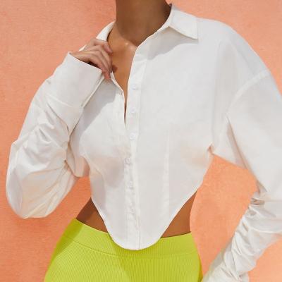 China Summer Breathable Sexy Vacation Women's Vacation Solid Color Shirt Solid Color Blouse One Piece Short Top for sale