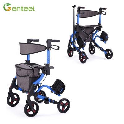 China Adjustable Patient Chair Walker FoldableWheelchair For Elderly People Aluminum Portable Height Transport Upright for sale