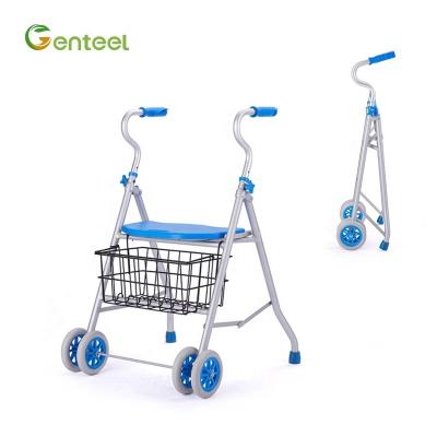 China Outdoor And Indoor Medical Supplies Health Care Rolled Walker Elders With Seat Fold Up Walker Aluminum Adult Walker For for sale