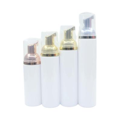 China Rose Gold Cosmetics Foaming Soap PET BEAUTY PACKAGING 30ml 50ml 80ml Silver Plastic Lotion Bottle Pump Cleansing Bottle for sale