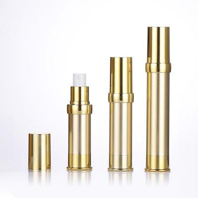 China BEAUTY PACKAGING 15ml 30ml 50ml Luxury Gold Foil Frosted Plastic Cosmetic Airless Dispenser Pump Bottle for sale